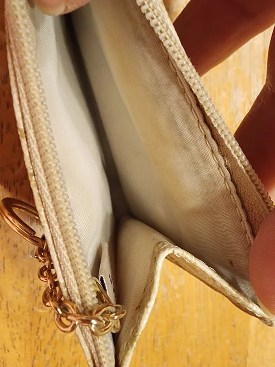 Coach Beige Heart Print Keychain Wallet signature monogram pattern & hearts. - Picture 11 of 11